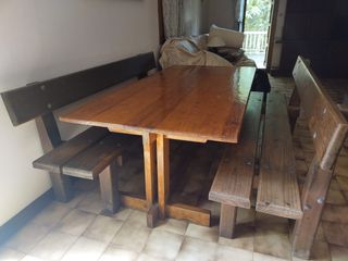 Mesa Y Bancos madera
