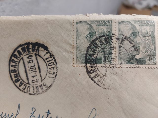 10 sobres franqueados con sello Franco Edifil 927