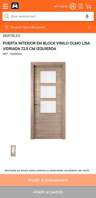 Puerta interior vinilo olmo + tapetas