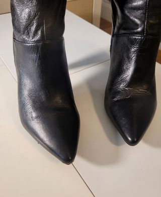 Botas altas piel negra El Corte inglés. Talla 37