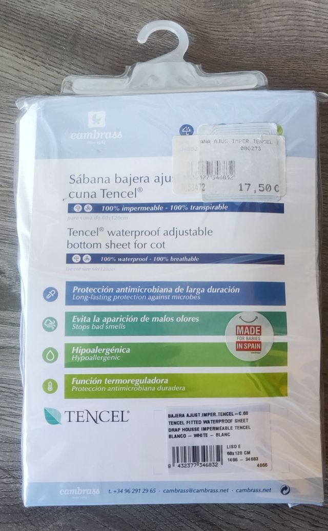Sábanas bajera impermeable para cuna