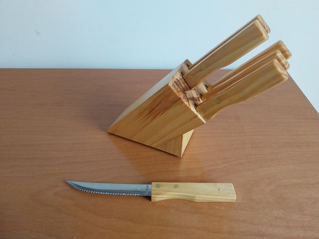 Set 6 coltelli acciaio inox con ceppo per carne