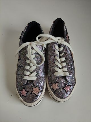 Zapatillas purpurina Zara talla 37