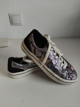 Zapatillas purpurina Zara talla 37
