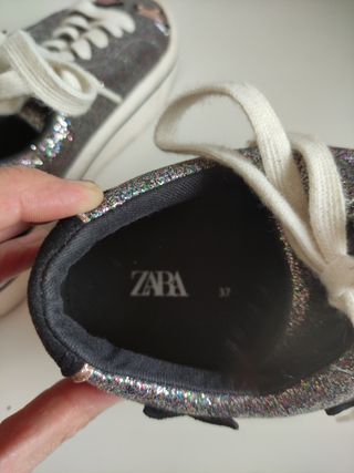 Zapatillas purpurina Zara talla 37
