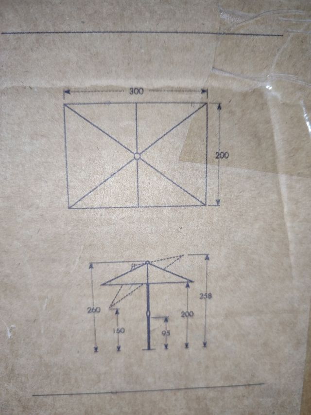 Sombrilla rectangular 300x200 crema