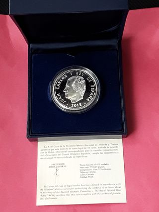 10 EUROS PLATA 2012 COMITE OLIMPICO ESPAÑOL.RARA