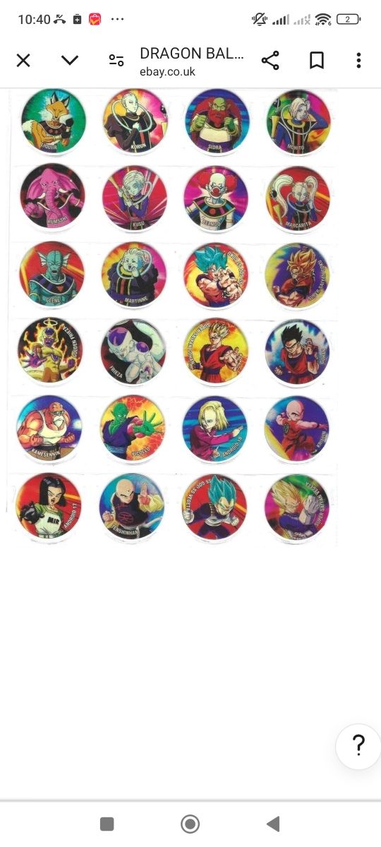 Vendo tazos dragon ball super set completo
