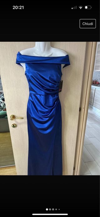 Vestito da sera NUOVO raso blu