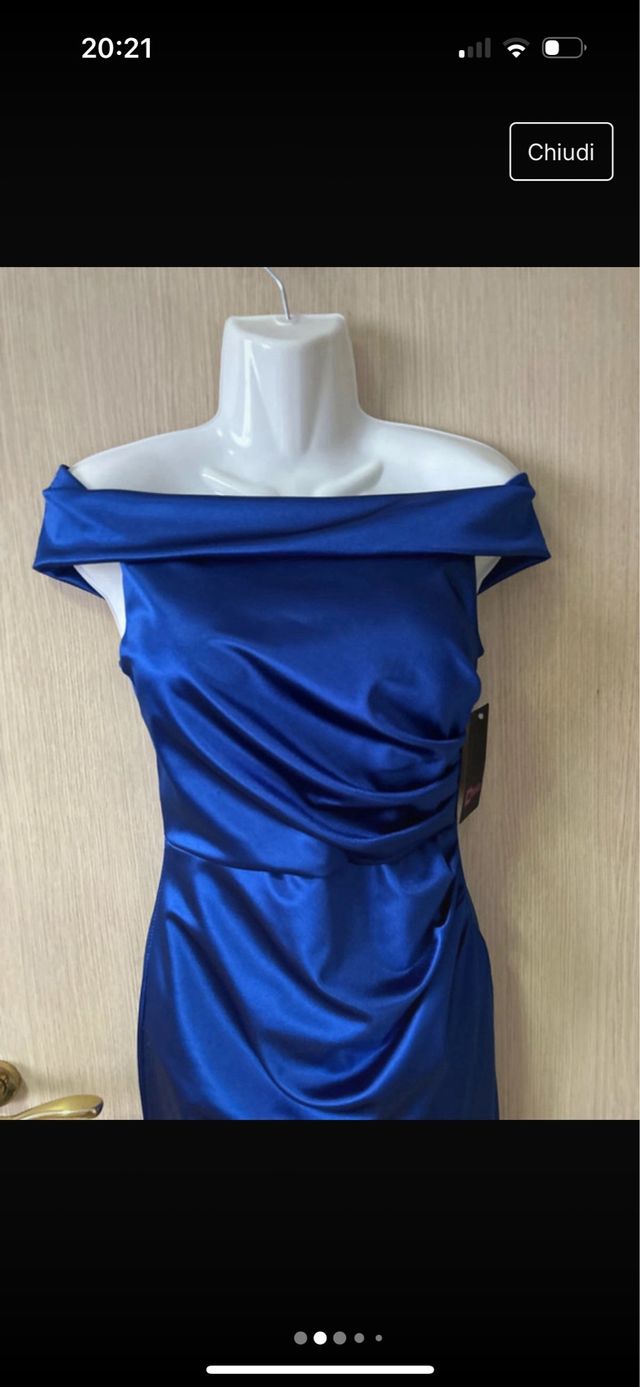 Vestito da sera NUOVO raso blu