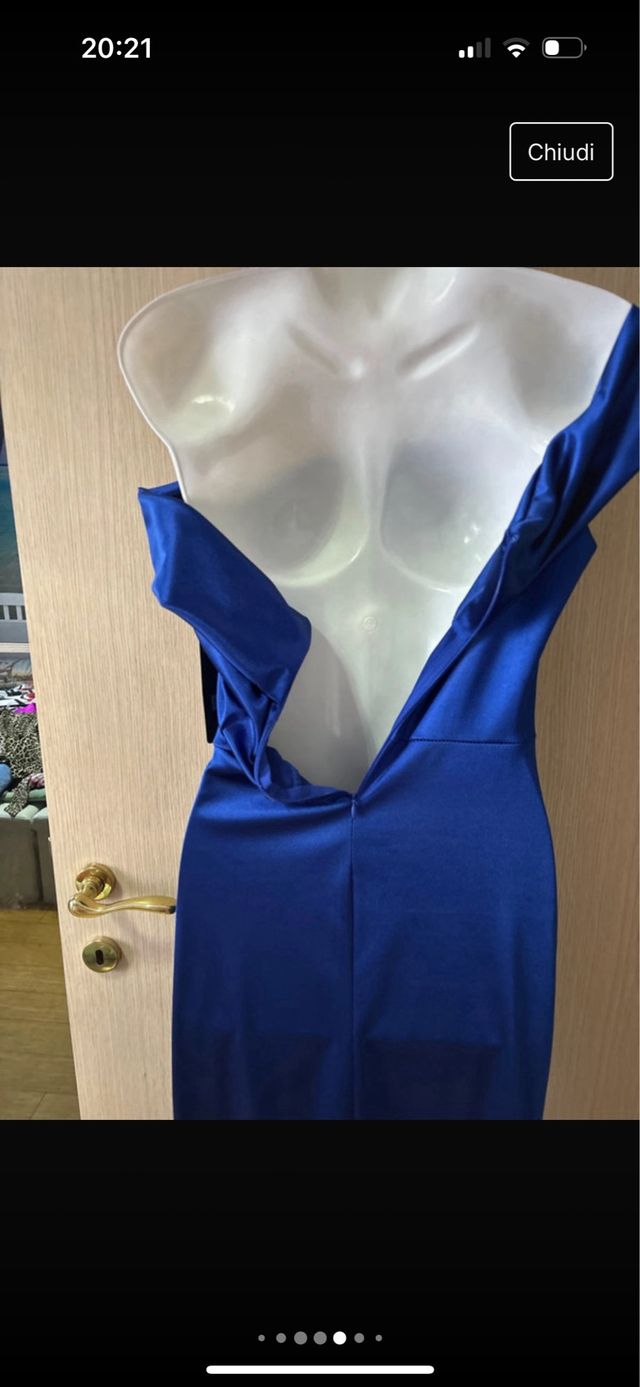 Vestito da sera NUOVO raso blu