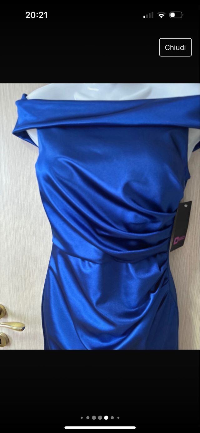 Vestito da sera NUOVO raso blu