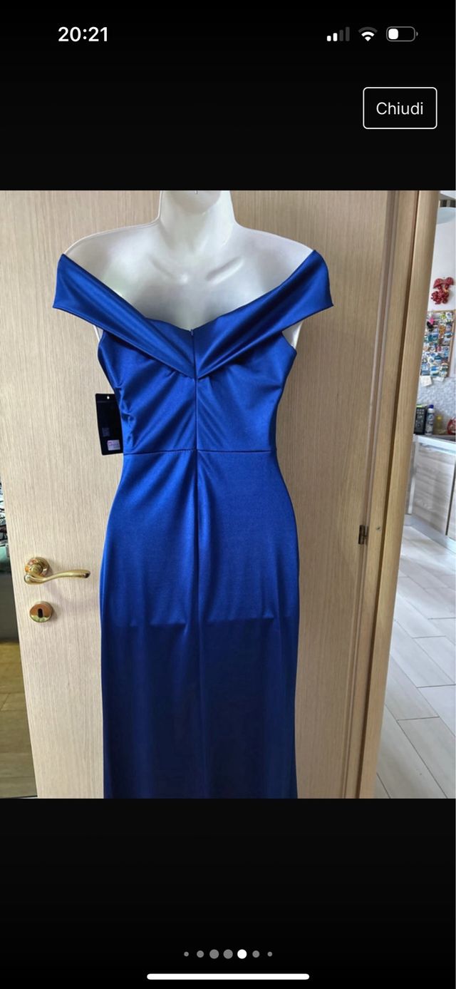 Vestito da sera NUOVO raso blu