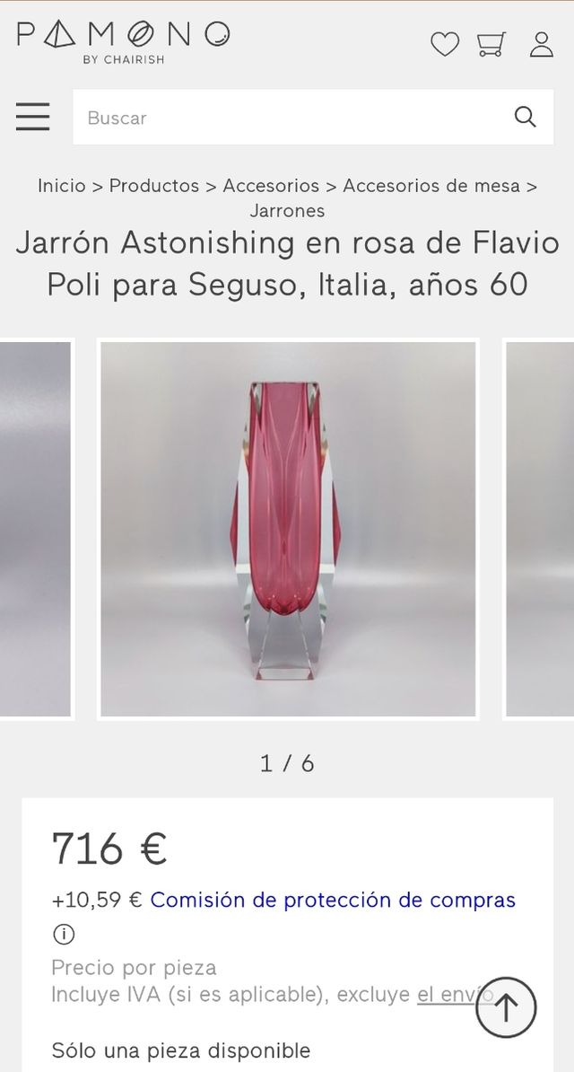 VASO SOMMERSO VINTAGE IN VETRO DI MURANO