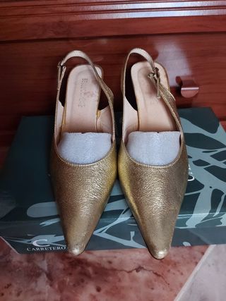 Zapato dorado fiesta