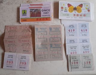 Lote de looteria nacional y cupones de la once