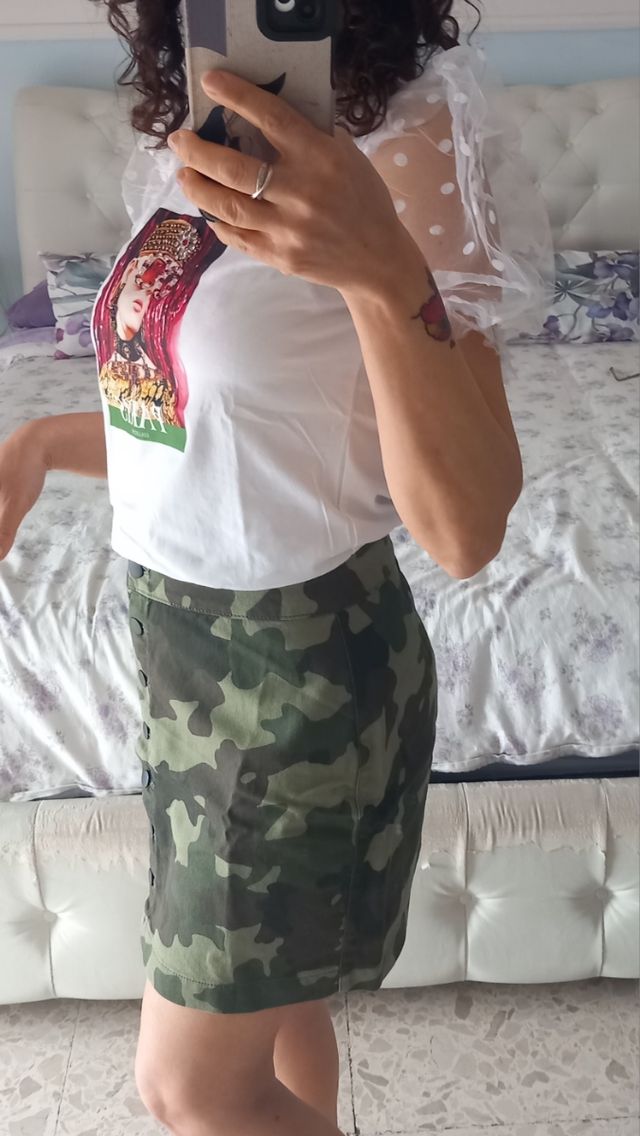 Gonna mimetica in denim leggero 