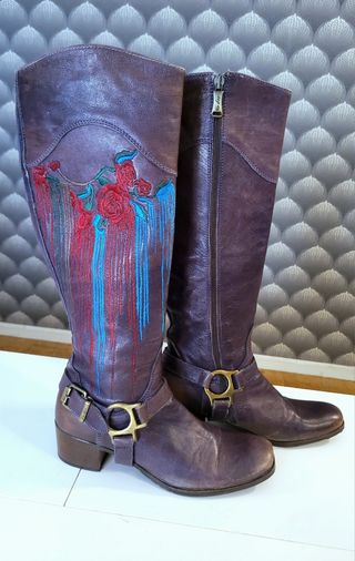 Botas vaqueras de piel Vero Cuoio bordado talla 36