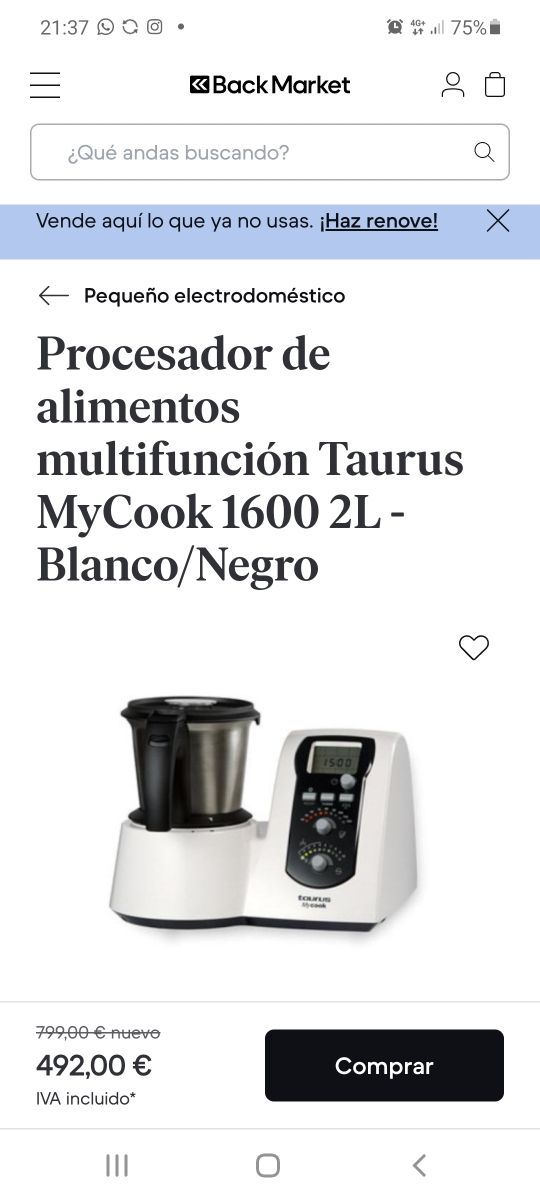 Myccok 1600 procesador de alimentos