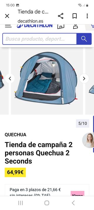 Tienda de campaña 2 seconds