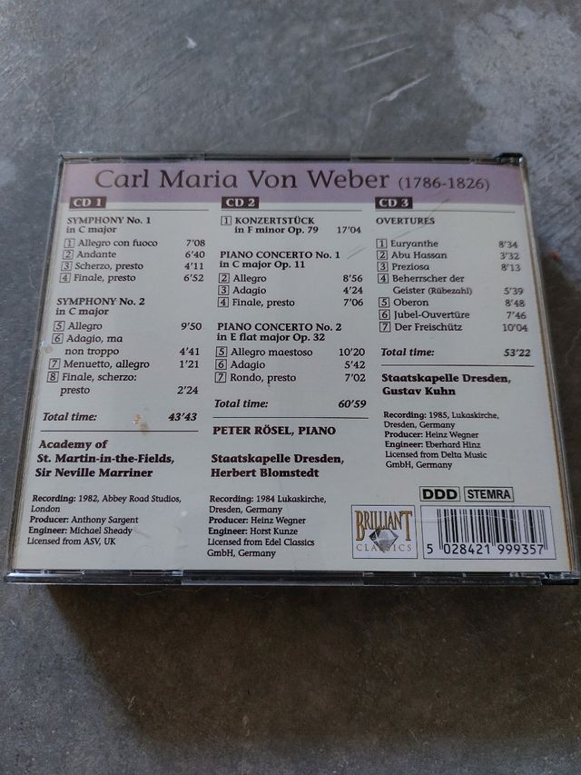 Von Weber. 3 cd