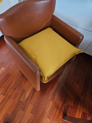 Poltrona in pelle color cuoio 