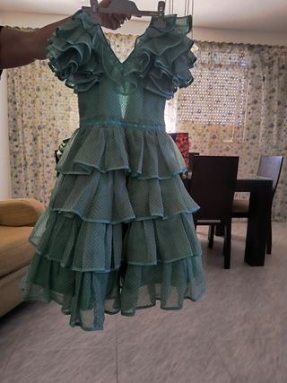 Traje de gitana verde mar talla 4