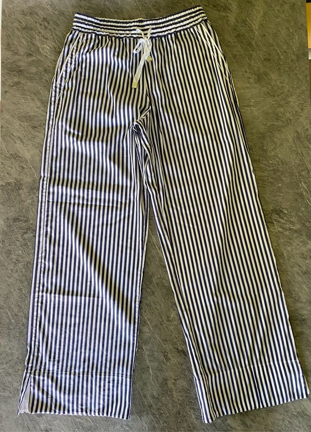 Pantalone a righe bianco e blu Blue Lemon