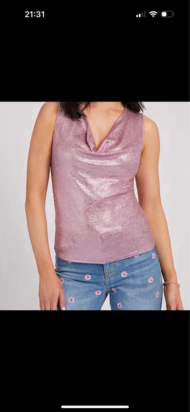 Top metallizzato rosa GUESS