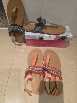 sandalias planas marypaz t38 2 pares
