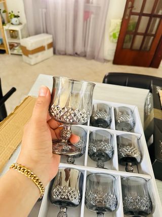 12 bicchieri cristall nero trasparente