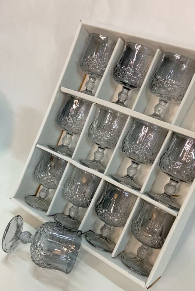 12 bicchieri cristall nero trasparente