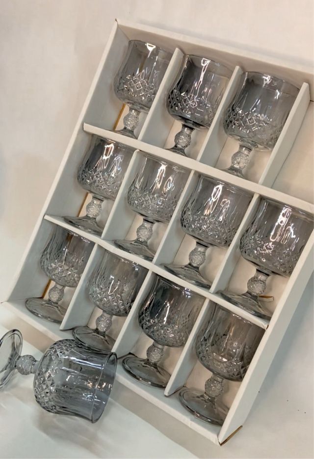 12 bicchieri cristall nero trasparente