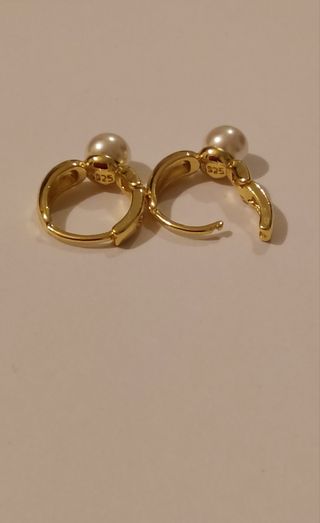 Pendientes plata de aro y perla blanca