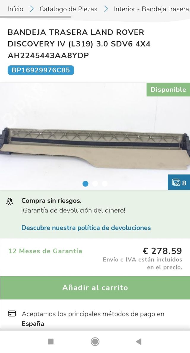 Vassoio posteriore Land Rover Discovery