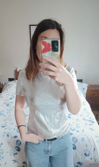 Camiseta plateada Zara