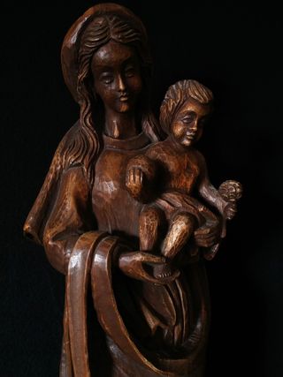 62 CM/ TALLA GRANDE MADERA DE LA VIRGEN CON JESÚS