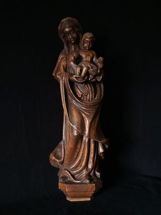 62 CM/ TALLA GRANDE MADERA DE LA VIRGEN CON JESÚS