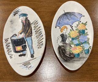 2 piattini in ceramica dipinti a mano pezzi unici