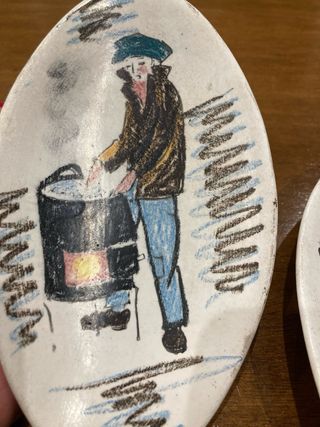 2 piattini in ceramica dipinti a mano pezzi unici