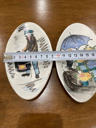 2 piattini in ceramica dipinti a mano pezzi unici