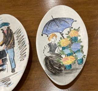 2 piattini in ceramica dipinti a mano pezzi unici