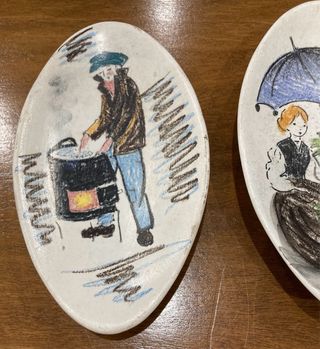 2 piattini in ceramica dipinti a mano pezzi unici
