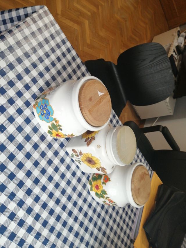 3 tarros grandes porcelana