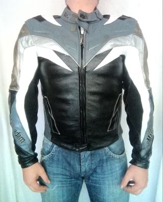 Cazadora cuero auténtico racing motociclismo Medid