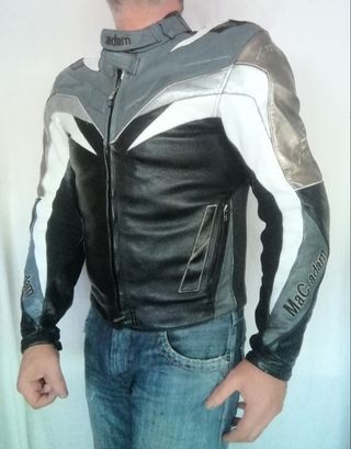 Cazadora cuero auténtico racing motociclismo Medid