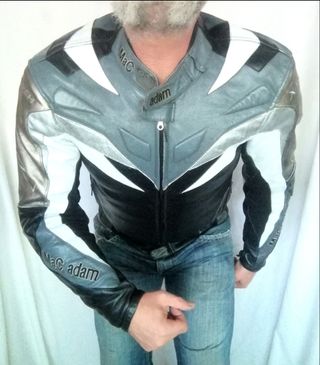Cazadora cuero auténtico racing motociclismo Medid