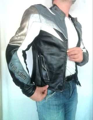 Cazadora cuero auténtico racing motociclismo Medid