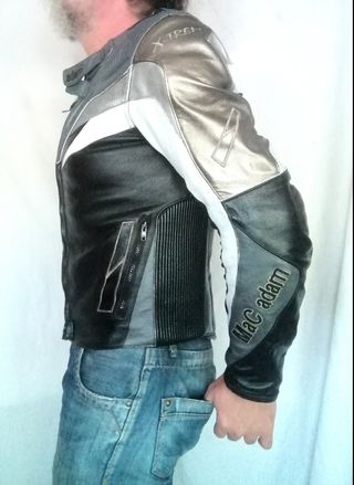 Cazadora cuero auténtico racing motociclismo Medid