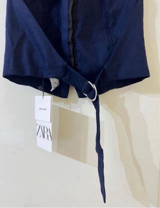 Top chaleco lino azul marino Zara Talla S y M
